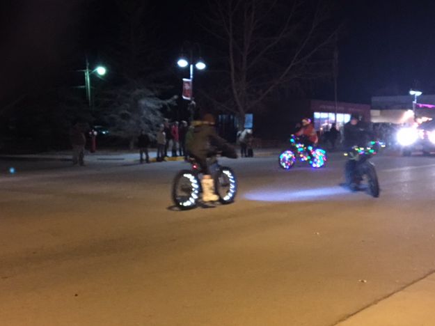 Lighted bikes. Photo by Katherine Peterson.