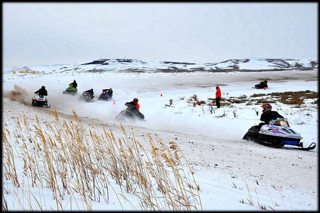 Slugging it Out in a Big Turn. Photo by Terry Allen.