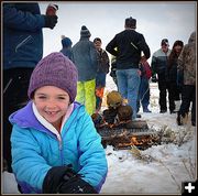 Oakly Building Snowman by the Fire. Photo by Terry Allen.