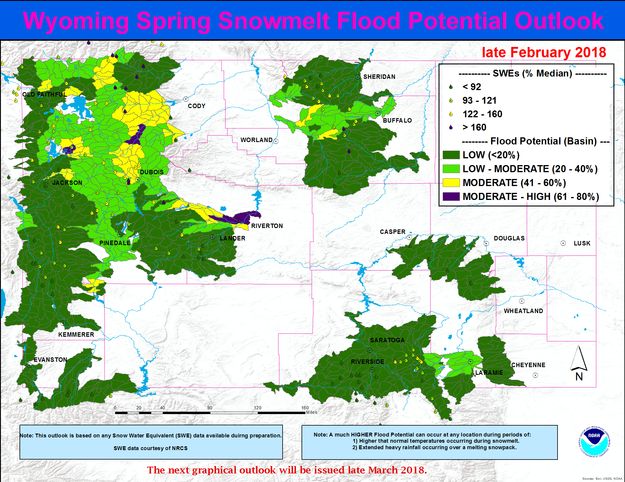 Wyoming flood outlook. Photo by National Weather Service.