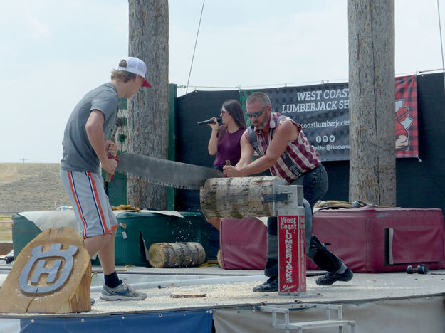 Sawing. Photo by Dawn Ballou, Pinedale Online.