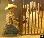 With his goat. Photo by Dawn Ballou, Pinedale Online.