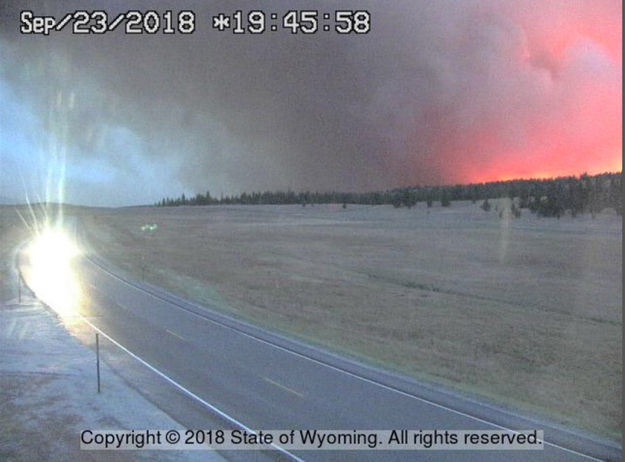 The Rim Sept 23 - Roosevelt Fire. Photo by WYDOT US 189/191 road webcam.