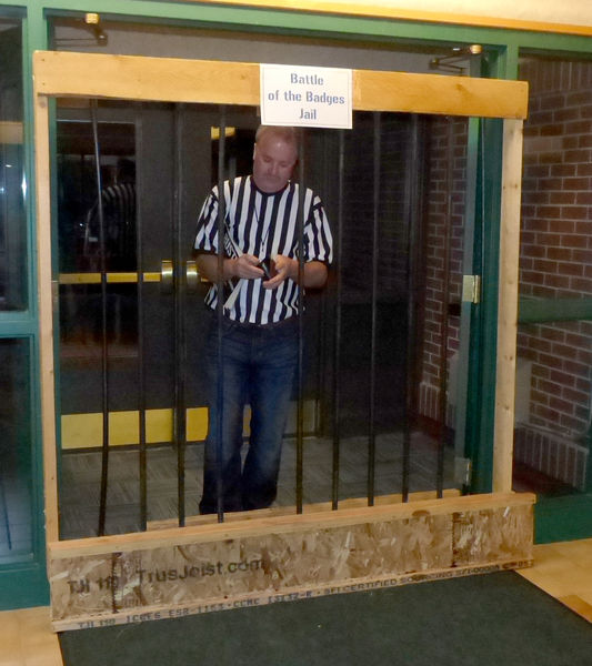 Referee Tom Noble arrested. Photo by Dawn Ballou, Pinedale Online.