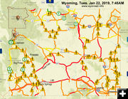 Jan 22 road conditions. Photo by Wyomind Department of Transportation.