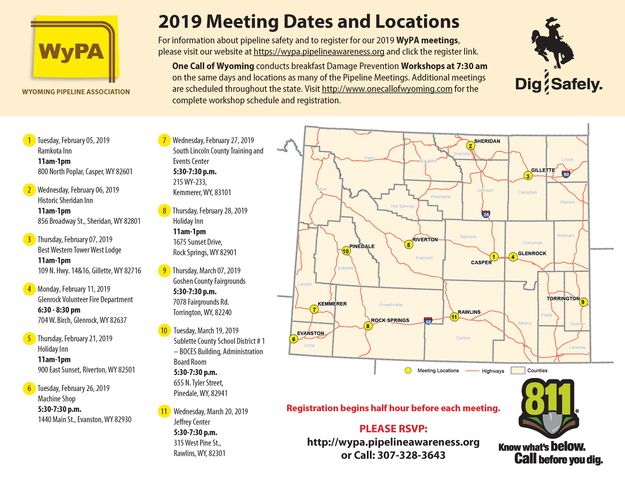 WyPA 2019 meeting schedule. Photo by Wyoming Pipeline Association.