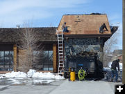 Roof work. Photo by Dawn Ballou, Pinedale Online.