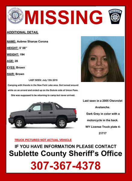 Missing Person. Photo by Sublette County Sheriff's Office.
