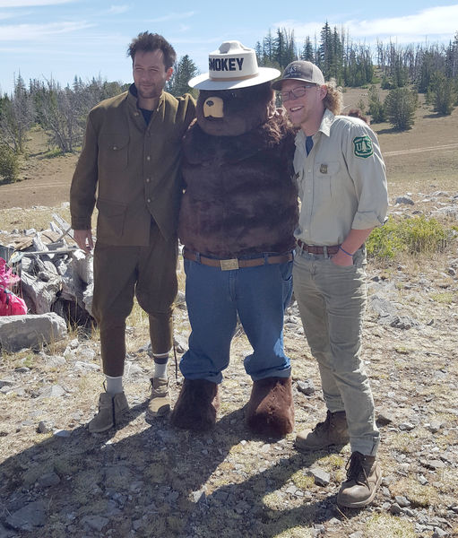 Forest Service with Smokey Bear. Photo by Clint Gilchrist, Sublette County Historic Preservation Board.