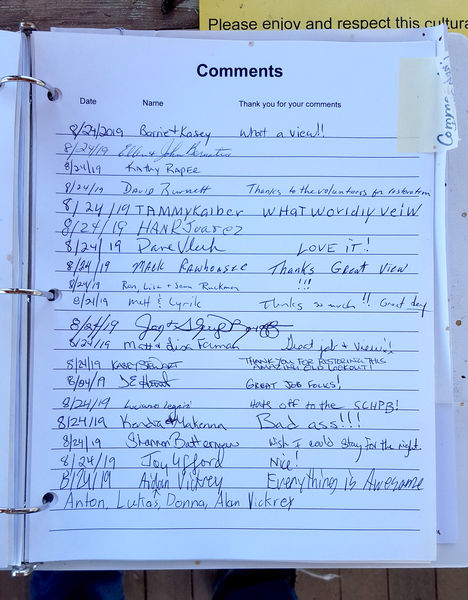 Lookout guest register. Photo by Clint Gilchrist, Sublette County Historic Preservation Board.