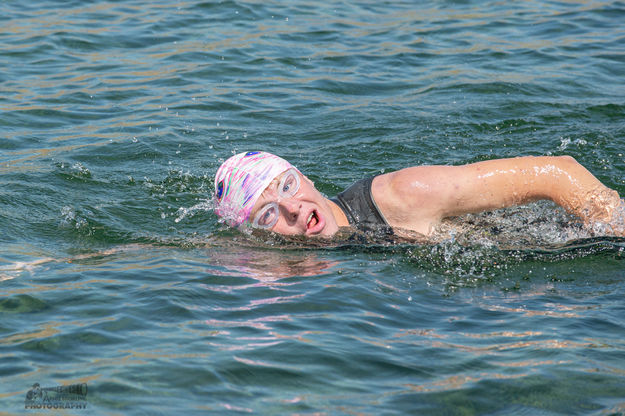 David Rule swims Fremont Lake. Photo by Arnold Brokling.