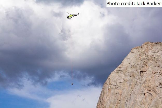 Helicopter lift. Photo by Jack Barker, Tip Top Search & Rescue.