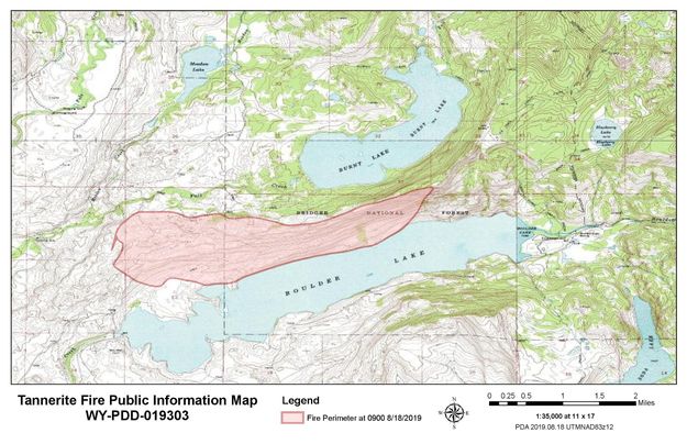 Tannerite Fire Perimeter Map. Photo by Bridger-Teton National Forest.