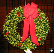 Holly Wreath. Photo by Dawn Ballou, Pinedale Online.