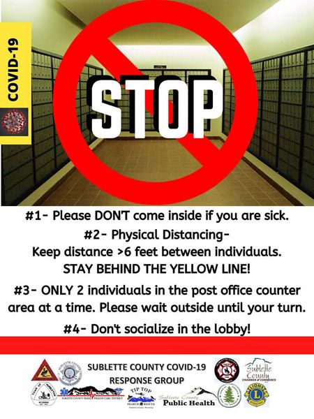 New Guidelines for Local Post Offices. Photo by Sublette COVID-19 Response Group.
