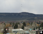 Flying over Pinedale. Photo by Dawn Ballou, Pinedale Online.