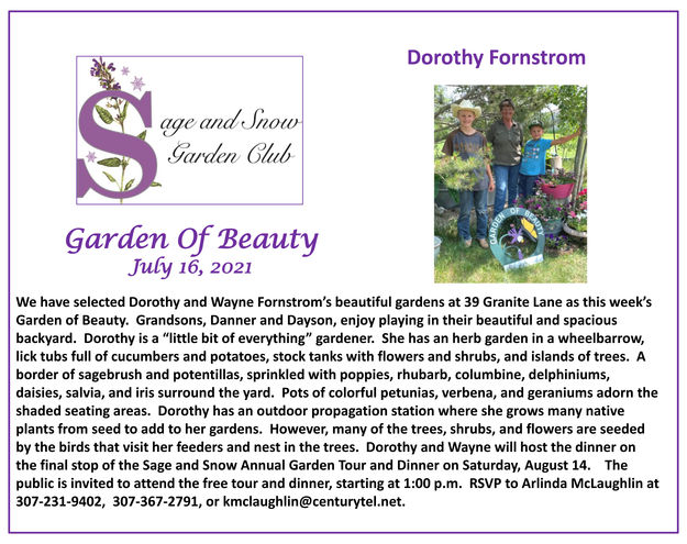 Dorothy and Wayne Fornstrom. Photo by Sage & Snow Garden Club.