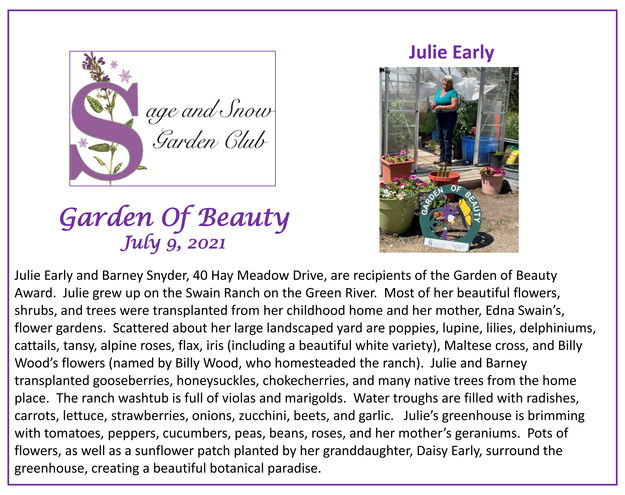 Julie Early and Barney Snyder. Photo by Sage & Snow Garden Club.