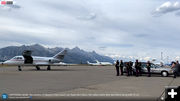 Plane door opens. Photo by Jackson Hole News & Guide.