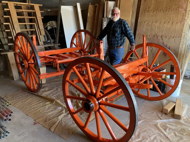 Newly painted running gear. Photo by Dawn Ballou, Pinedale Online.