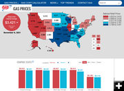 Gas Prices Nov. 6, 2021. Photo by American Automobile Association.