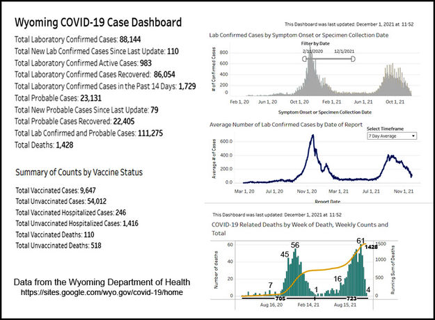 Wyoming COVID-19 dashboard. Photo by Pinedale Online.