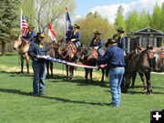 Flag folding. Photo by Dawn Ballou, Pinedale Online.