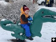 Green dino ride. Photo by Mindi Crabb.