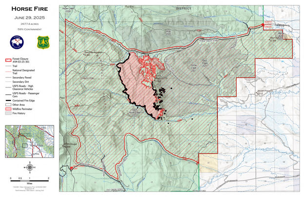 Horse Fire map June 29 2025. Photo by Bridger-Teton National Forest.