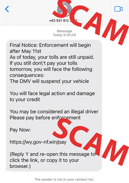 Scam text. Photo by .