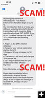 Scam text message. Photo by .