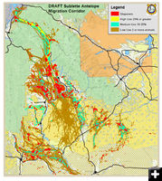 Draft Pronghorn Migration Map. Photo by Wyoming Game & Fish.