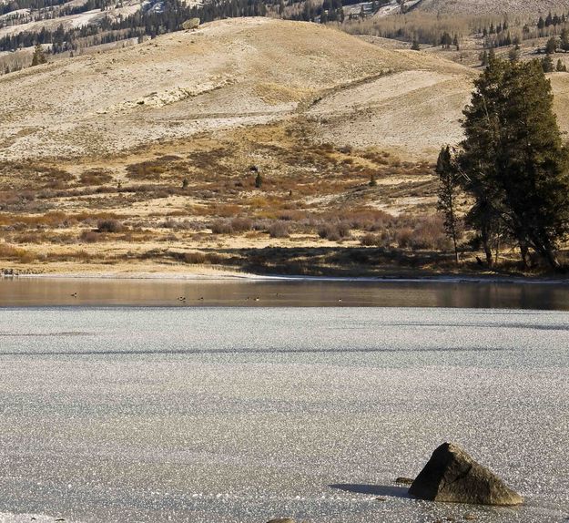 Nearly Frozen Lake Outlet. Photo by Dave Bell.