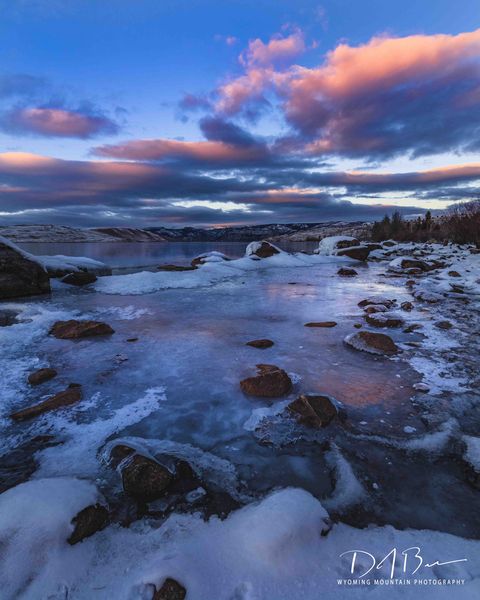 Pink Sunset Icy Reflections. Photo by Dave Bell.