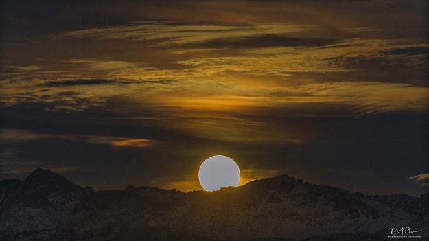 Rising Behind Shoulder Of Lester Peak with Harrower To The Left-November 30. Photo by Dave Bell.