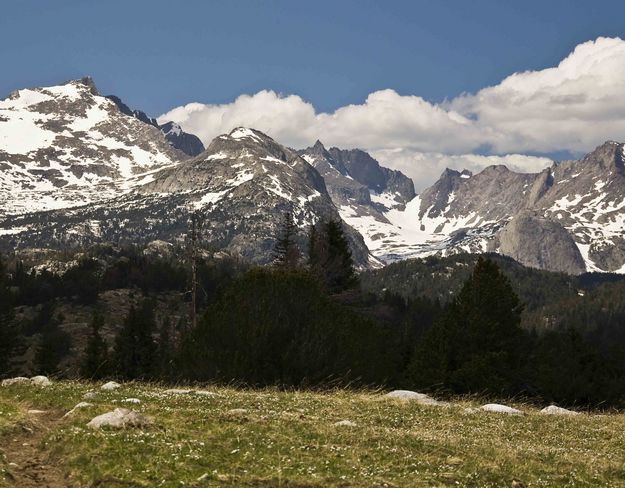 View Of The Peaks From Fish Creek Meadows. Photo by Dave Bell.