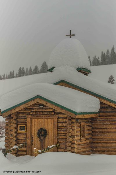 Snowy St. Hubert The Hunter Chapel. Photo by Dave Bell.