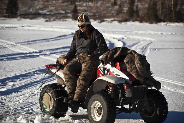 Ice Fisherwoman On New Fork Lake. Photo by Dave Bell.