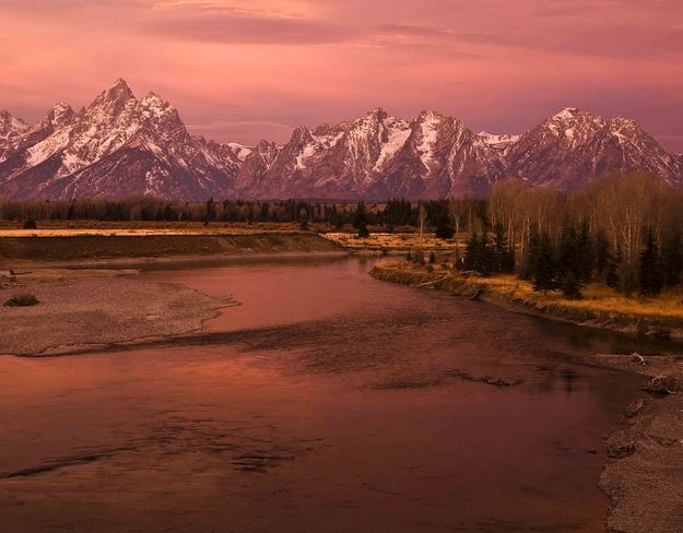 Sunrise Light On Teton Range. Photo by Dave Bell.