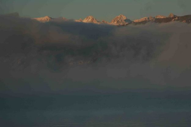 Peaks Over Foggy Lake. Photo by Dave Bell.