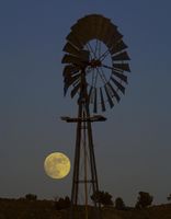Rising Moon And Windmill. Photo by Dave Bell.