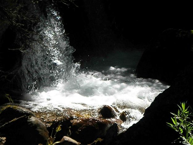 Sunlit Swift Creek Falls In Morning Shadow. Photo by Dave Bell.