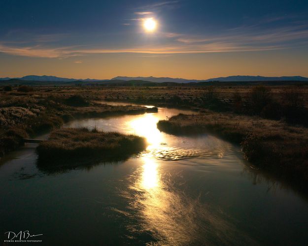 Early Morn On Forty Rod Creek With Setting Moon. Photo by Dave Bell.