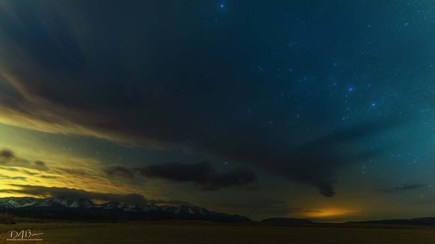City Lights-Stars-And The Bridger Range. Photo by Dave Bell.