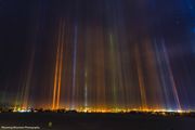 Pinedale Light Pillars Around 7:30PM. Photo by Dave Bell.