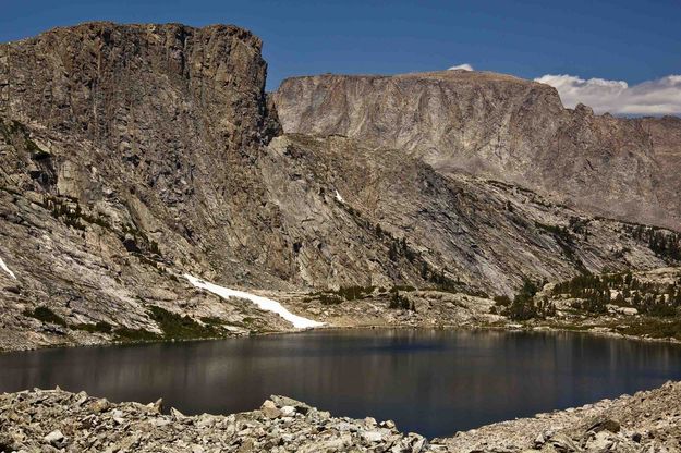 Kagevah Lake With Prairie Falcon Peak (L). Photo by Dave Bell.