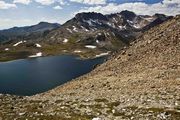 Atop Kagevah Pass Looking Down On Bewmark Lake. Photo by Dave Bell.