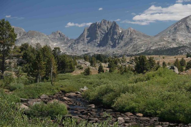 Mt. Bonneville Dominates The Trek Into Middle Fork Lake. Photo by Dave Bell.