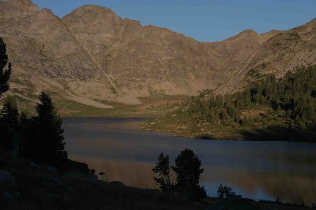 Sunset Begins At Middle Fork Lake. Photo by Dave Bell.