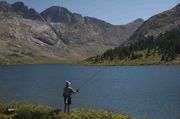 Andy Flyfishing On Middle Fork Lake. Photo by Dave Bell.